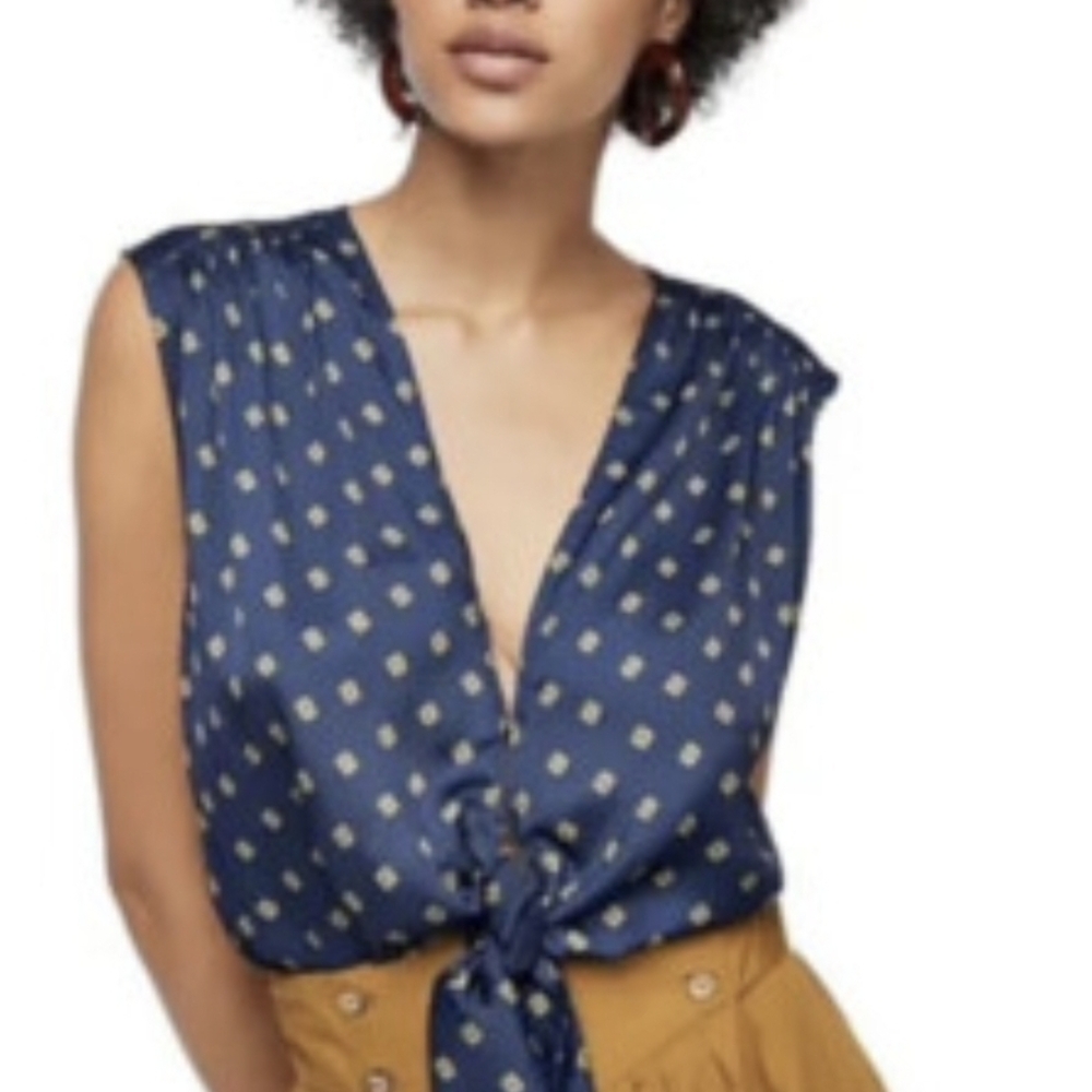 🌠Free People Mornings in Marrakesh Blue Tie Top